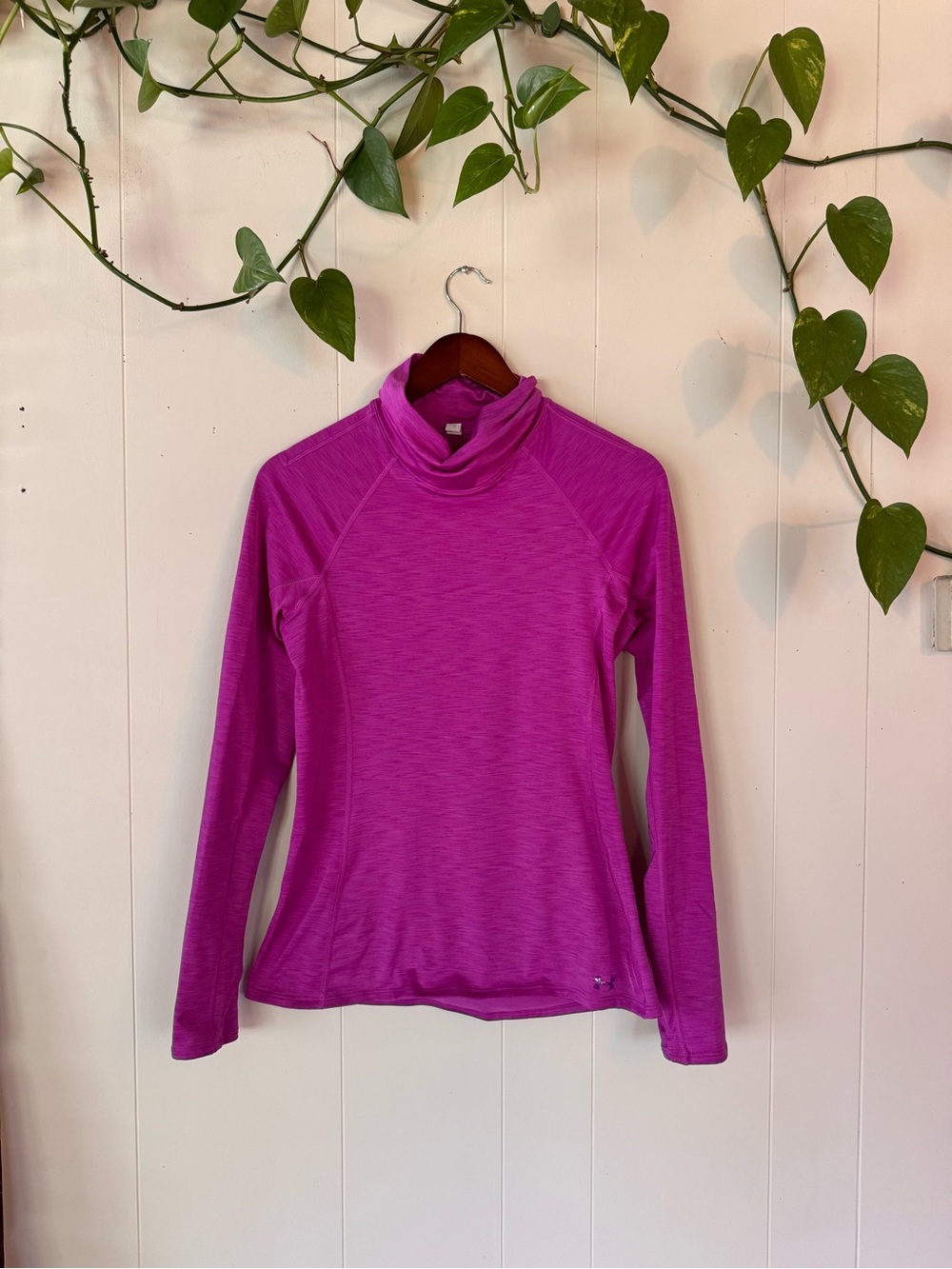 Under Armour Women's Long-Sleeve Mock Neck Top - Fuchsia - Fleece Lined